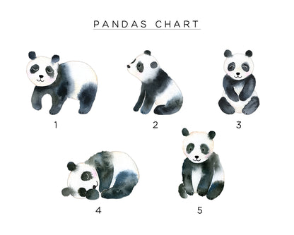 Personalised Family Art Prints, Watercolour Pandas Design