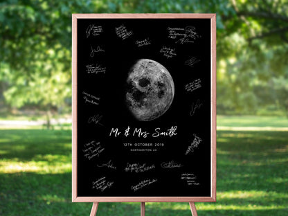 Alternatives to a Wedding Guest Book, Personalised Moon Phase