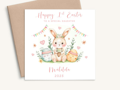 Girls Easter Money Wallet Personalised, Cute Bunny Design