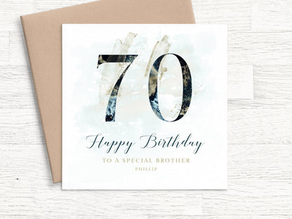 Mens Happy Birthday Money Card 70th, Personalised with Name