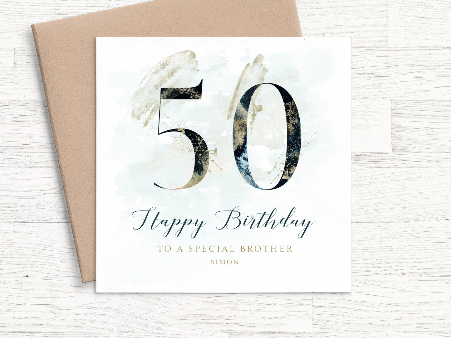 Mens Money Birthday Card 50th, Personalised with Name