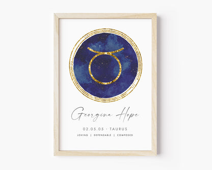 Virgo Zodiac Constellation Art, Personalised Astrological Gifts