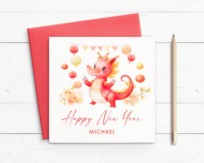 Dragon Chinese New Year Money Red Envelope, Personalised with Name