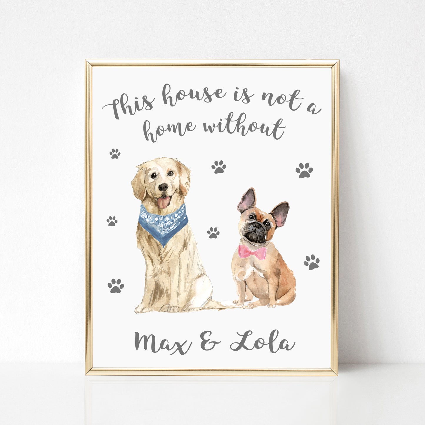 Watercolour Cat and Dog Prints, Customised by Breed