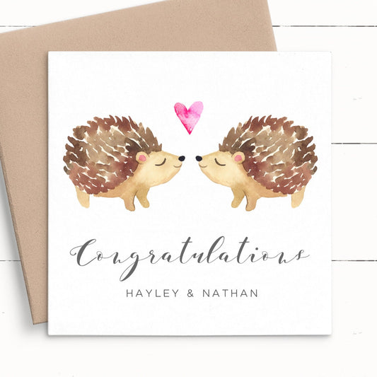Special Wedding Cards for Couple, Watercolour Hedgehog Design