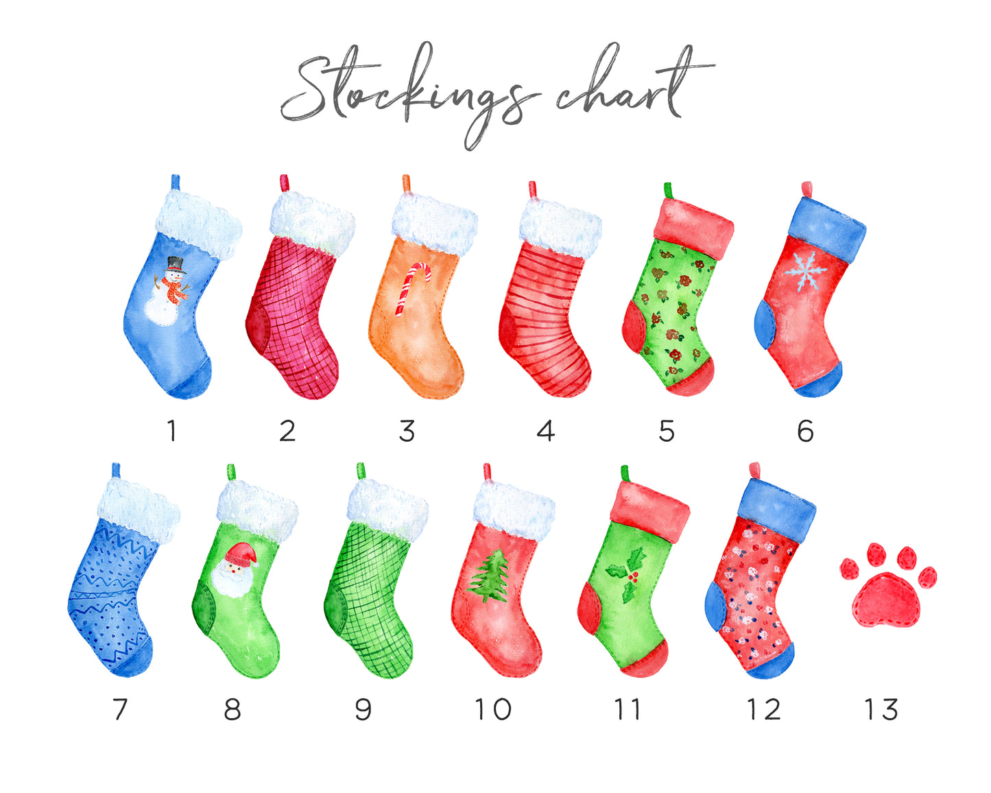 Stockings Christmas Cards Pack, Quantity of Your Choice