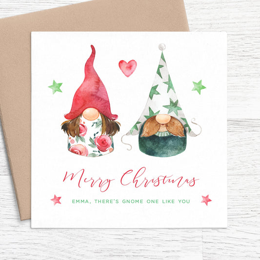 gonk gnome merry christmas wife pun personalised christmas card matte white card stock kraft brown envelope husband wife married